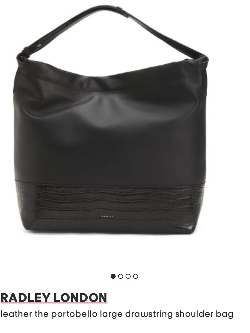 RADLEY LONDON Black Leather Portobello Drawstring Shoulder Bag